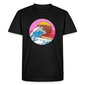 Rétro grande vague de Kanagawa au Japon - T-shirt Premium bio Homme - noir - Devant - Nico (187cm)
