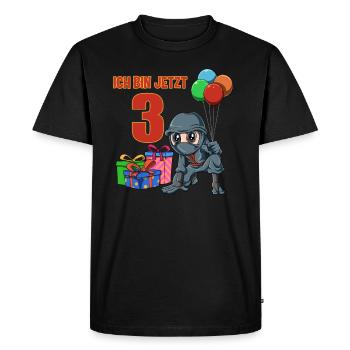 Anniversaire d'enfants ninja - 3 ans d'anniversaire d'enfants - T-shirt Premium bio Homme - noir - Devant - Nico (187cm)