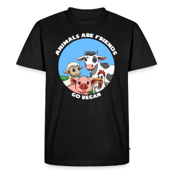 Animals Are Friends - vegan and veggie - Men's Premium Organic T-Shirt - black - Front - Nico (187cm)