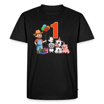 Agriculteur et animaux de ferme - 1 an pour les enfants - T-shirt Premium bio Homme - noir - Devant - Nico (187cm)