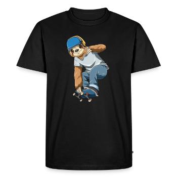 Sloth on skateboard - sloth skater - Men's Premium Organic T-Shirt - black - Front - Nico (187cm)