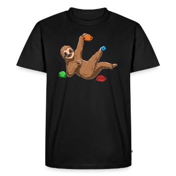 Funny Boulder Sloth - paresse sur le mur d'escalade - T-shirt Premium bio Homme - noir - Devant - Nico (187cm)