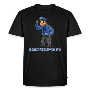 Officier de police paresseux - Garde de sécurité paresseux - T-shirt Premium bio Homme - noir - Devant - Nico (187cm)