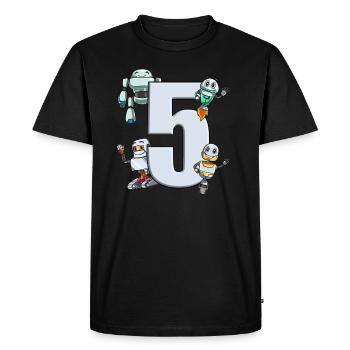 Anniversaire enfant robot - 5 ans - T-shirt Premium bio Homme - noir - Devant - Nico (187cm)