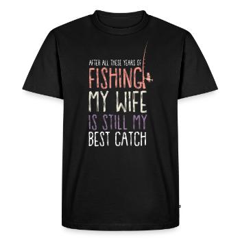 fishing fishing fishing fishing fishermen angler fish - Men's Premium Organic T-Shirt - black - Front - Nico (187cm)