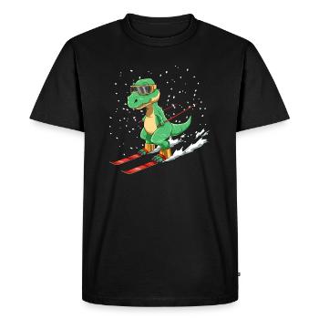 Ski drôle T-Rex - T-shirt Premium bio Homme - noir - Devant - Nico (187cm)