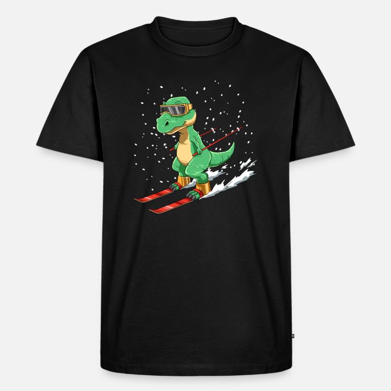 Lustiges T-Rex Ski - Männer Premium Bio T-Shirt - Schwarz