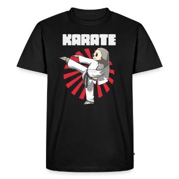 Drôle de paresseux karaté cadeau - T-shirt Premium bio Homme - noir - Devant - Nico (187cm)
