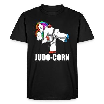 Funny judo unicorn - Men's Premium Organic T-Shirt - black - Front - Nico (187cm)