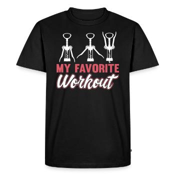 Vin Entraînement Tire-bouchon Vin blanc Drôle - T-shirt Premium bio Homme - noir - Devant - Nico (187cm)