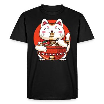 Ramen Maneki Neko Cat - Men's Premium Organic T-Shirt - black - Front - Nico (187cm)