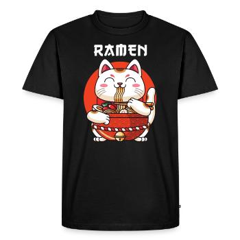 Ramen Maneki Neko Cat - Men's Premium Organic T-Shirt - black - Front - Nico (187cm)