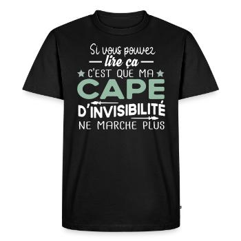 T-shirt cape invisibilité sorcier magie. Cadeau - T-shirt Premium bio Homme - noir - Devant - Nico (187cm)