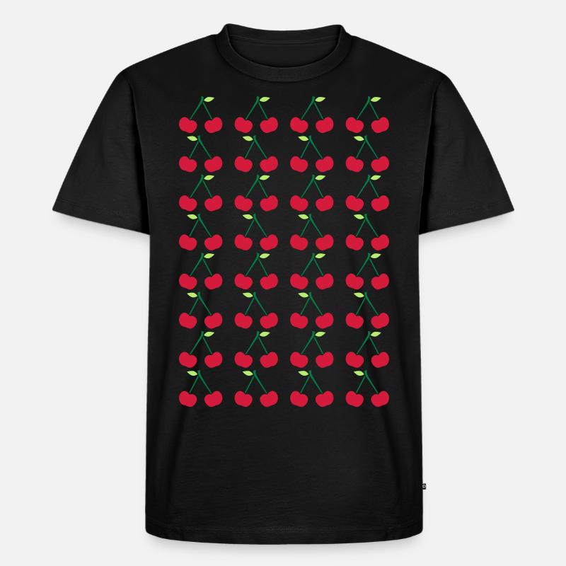 Little Cherries Stencil Pattern - Männer Premium Bio T-Shirt - Schwarz