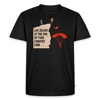 The end of your comfort zone skydiving - Men's Premium Organic T-Shirt - black - Front - Nico (187cm)