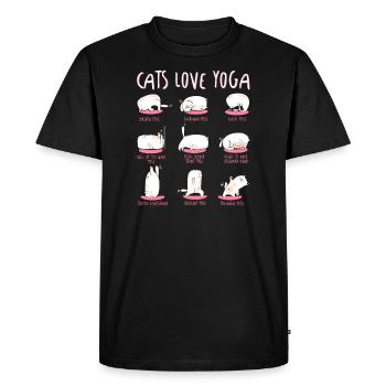 Cats Love Yoga Various Yoga Positions - Men's Premium Organic T-Shirt - black - Front - Nico (187cm)