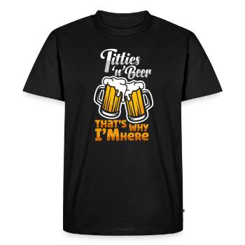 Amateurs de bière Design | I love Titties and Beer - T-shirt Premium bio Homme - noir - Devant - Nico (187cm)