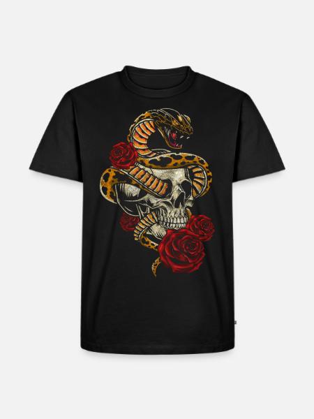 Skull Hardrock Biker - Men's Premium Organic T-Shirt - black