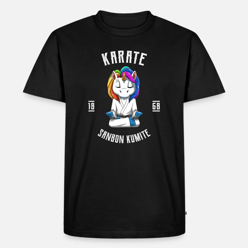 Karate Einhorn - Männer Premium Bio T-Shirt - Schwarz