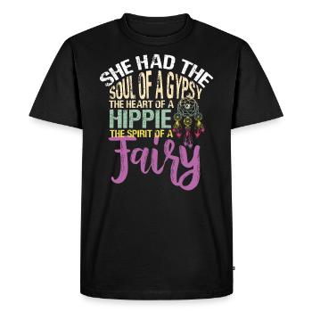 Mouvement Hippie Paix Fleur Pouvoir Paix - T-shirt Premium bio Homme - noir - Devant - Nico (187cm)
