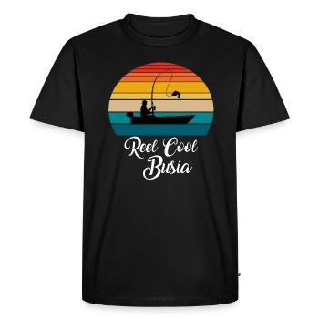 Reel Cool Busia Fishing Gifts - Men's Premium Organic T-Shirt - black - Front - Nico (187cm)
