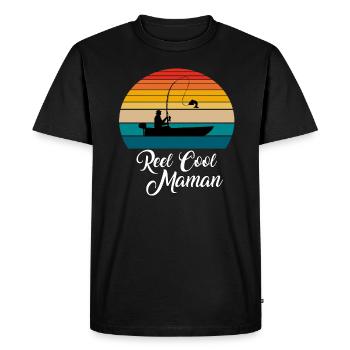 Reel Cool Maman Fishing Gifts - Men's Premium Organic T-Shirt - black - Front - Nico (187cm)