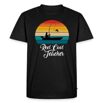 Reel Cool Teacher Fishing Gifts - Men's Premium Organic T-Shirt - black - Front - Nico (187cm)