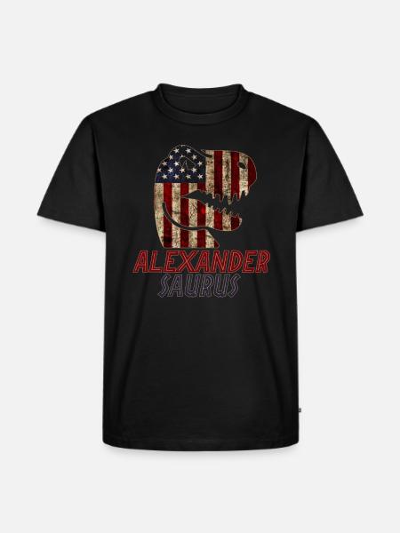 Patriotic Alexander Dinosaur Alexandersaurus - Men's Premium Organic T-Shirt - black