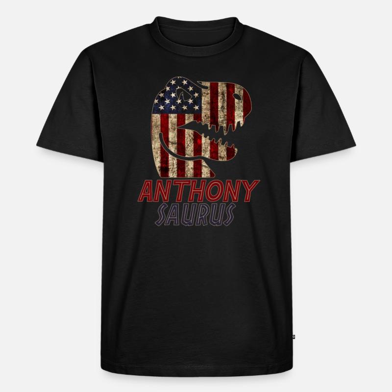 Patriotic Anthony Dinosaur Anthonysaurus - Männer Premium Bio T-Shirt - Schwarz