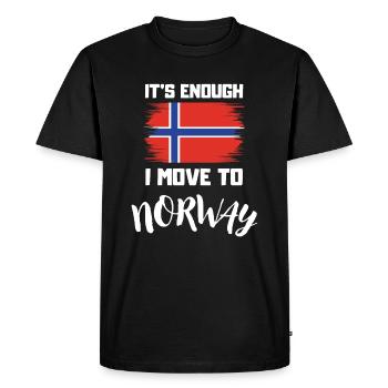Norwegian flag I'm moving to Norway - Men's Premium Organic T-Shirt - black - Front - Nico (187cm)