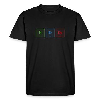 Tableau périodique Nerdy - T-shirt Premium bio Homme - noir - Devant - Nico (187cm)