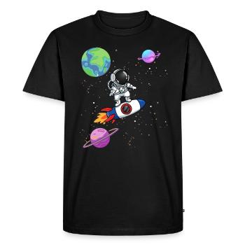 Planet Rocket Astronaut Space Solar System - Men's Premium Organic T-Shirt - black - Front - Nico (187cm)