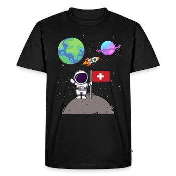 Atterrissage sur la Lune Planète Suisse Flag Astronaute - T-shirt Premium bio Homme - noir - Devant - Nico (187cm)