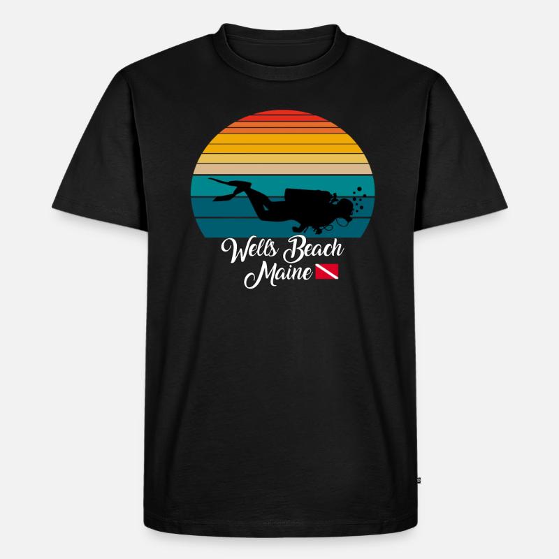 Wells Beach Maine Diving - Männer Premium Bio T-Shirt - Schwarz