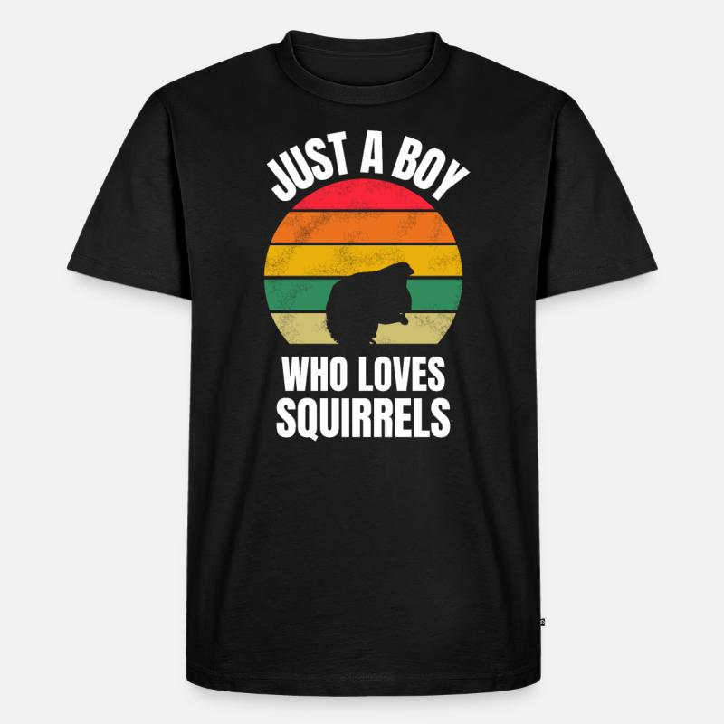 Retro Wald Tier Eichhörnchen Junge - Männer Premium Bio T-Shirt - Schwarz