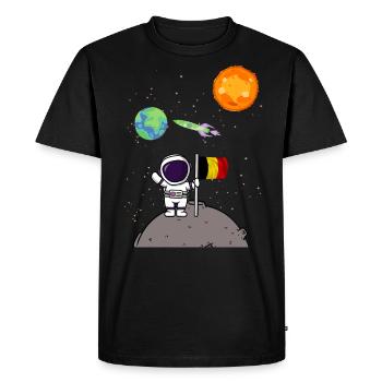 Planète Belgique Drapeau Astronaute d’atterrissage sur la Lune - T-shirt Premium bio Homme - noir - Devant - Nico (187cm)