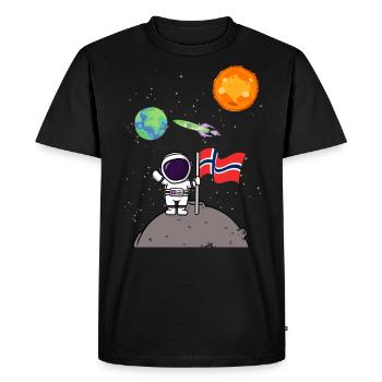 Planet Norway Flag Moon Landing Astronaut - Men's Premium Organic T-Shirt - black - Front - Nico (187cm)
