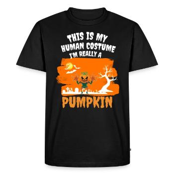 Creepy Pumpkin Costume Gift Halloween - Men's Premium Organic T-Shirt - black - Front - Nico (187cm)