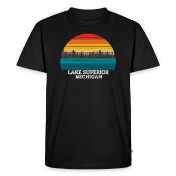 Lac Supérieur Michigan - T-shirt Premium bio Homme - noir - Devant - Nico (187cm)