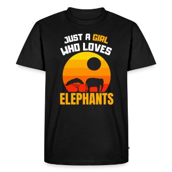 Retro Elephant Girl - Men's Premium Organic T-Shirt - black - Front - Nico (187cm)