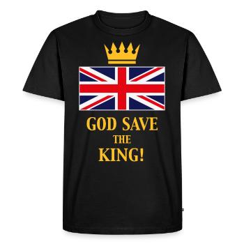 Dieu protège le roi ! (Angleterre / Grande-Bretagne / 4C) - T-shirt Premium bio Homme - noir - Devant - Nico (187cm)
