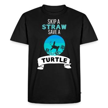 Ocean Animal Lovers Retro Save a Turtle - Men's Premium Organic T-Shirt - black - Front - Nico (187cm)