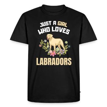 Chien Amoureux Fleurs Fille Cadeau Labrador - T-shirt Premium bio Homme - noir - Devant - Nico (187cm)