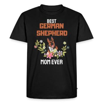 Fleurs Chiens Maman Fête des Pères Berger Allemand - T-shirt Premium bio Homme - noir - Devant - Nico (187cm)