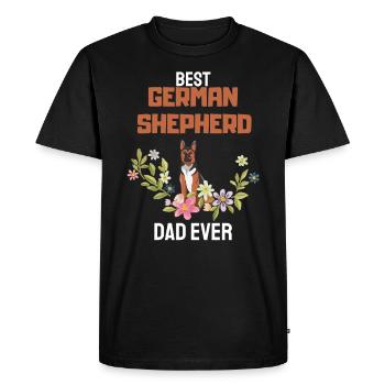Dogs Papa Father's Day Gift German Shepherd - Men's Premium Organic T-Shirt - black - Front - Nico (187cm)