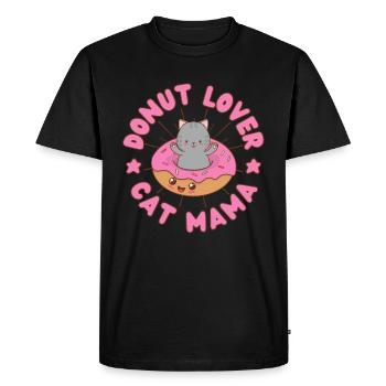 Donut Lover Cat Mama Donut Cat kawaii - T-shirt Premium bio Homme - noir - Devant - Nico (187cm)