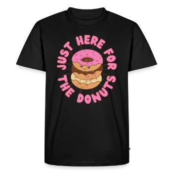 Juste ici pour les beignets Donut kawaii - T-shirt Premium bio Homme - noir - Devant - Nico (187cm)