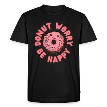 Donut Worry be happy Donut kawaii - T-shirt Premium bio Homme - noir - Devant - Nico (187cm)