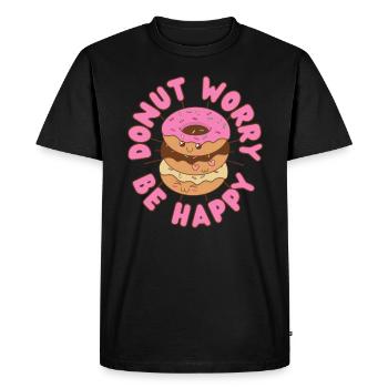 Donut Worry be happy Donut kawaii - T-shirt Premium bio Homme - noir - Devant - Nico (187cm)