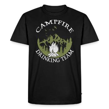 Campfire Drinking Team Bushcraft Hiking Outfit - Men's Premium Organic T-Shirt - black - Front - Nico (187cm)
